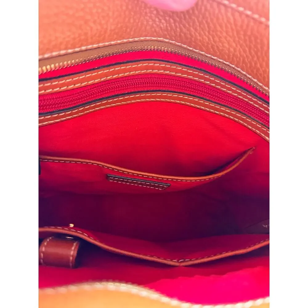 Dooney & Bourke Pebble Grain Leather Tote Bag Cognac Brown